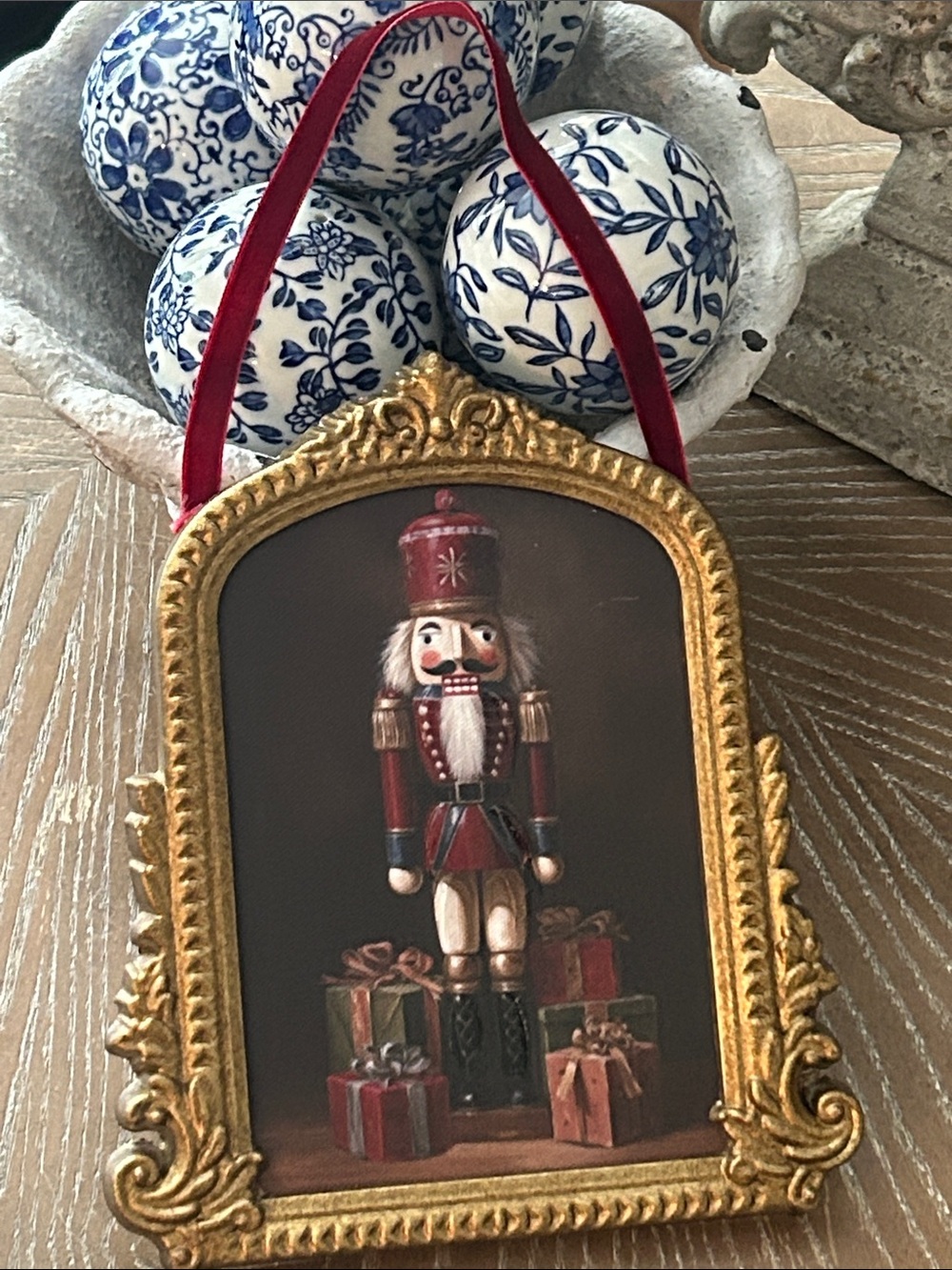 NEW! Vintage Inspired Nutcracker Soldier Holiday Ballet Gold Framed Plaque